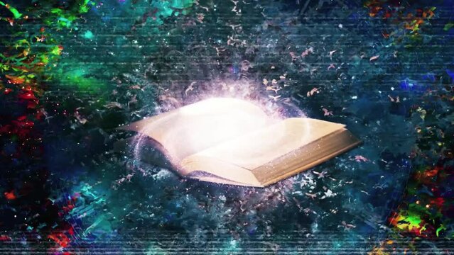 Open book in space