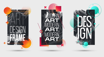 vector illustration. A minimalistic hipster colored frame design. Vector line gradient halftone. frame for text Modern Art graphics. design business cards, invitations, gift cards, flyers ,brochures