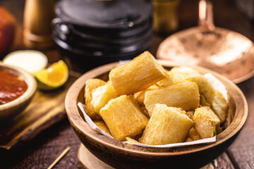 fried cassava, traditional food from the state of Minas Gerais, rustic cuisine with rural food of indigenous origin