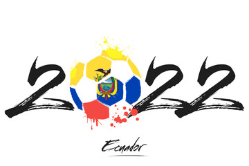 2022 and ball in flag colors of Ecuador