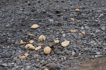 Volcanic rocks on PLaya las galgas, Playa Paraiso, Tenerife, March 2022