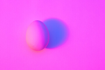 Surreal neon egg. Creative easter concept