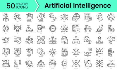 Set of artificial intelligence icons. Line art style icons bundle. vector illustration