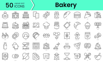 Set of bakery icons. Line art style icons bundle. vector illustration