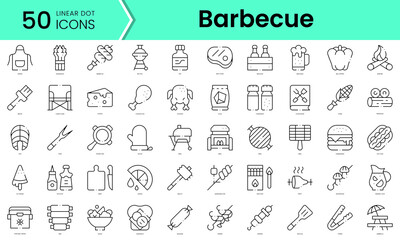 Set of barbecue icons. Line art style icons bundle. vector illustration