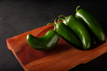 Serrano Chile or Green Chile. (Capsicum annum). Very popular variety of hot chili in Mexican cuisine, it is commonly consumed fresh in a wide variety of sauces and dishes.