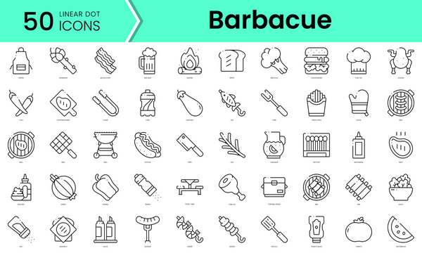 Set of barbacue icons. Line art style icons bundle. vector illustration