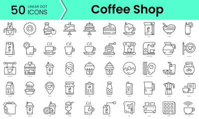 Fototapeta na wymiar Set of coffee shop icons. Line art style icons bundle. vector illustration