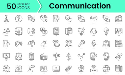 Fototapeta na wymiar Set of communication and media icons. Line art style icons bundle. vector illustration