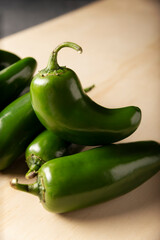 Serrano Chile or Green Chile. (Capsicum annum). Very popular variety of hot chili in Mexican cuisine, it is commonly consumed fresh in a wide variety of sauces and dishes.