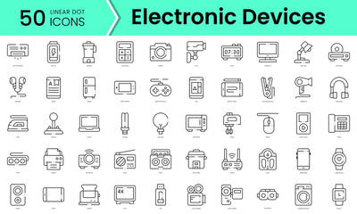 Fototapeta na wymiar Set of electronic devices icons. Line art style icons bundle. vector illustration