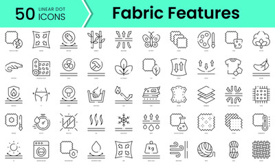 Fototapeta na wymiar Set of fabric features icons. Line art style icons bundle. vector illustration