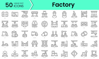 Set of factory icons. Line art style icons bundle. vector illustration