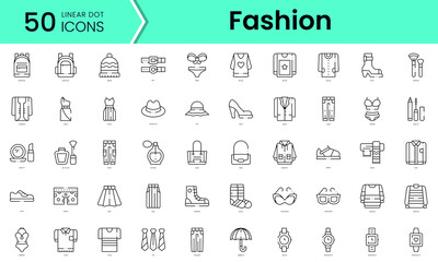 Set of fashion icons. Line art style icons bundle. vector illustration