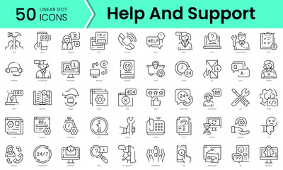 Fototapeta na wymiar Set of help and support icons. Line art style icons bundle. vector illustration