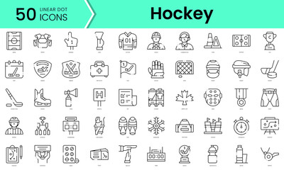 Fototapeta na wymiar Set of hockey icons. Line art style icons bundle. vector illustration