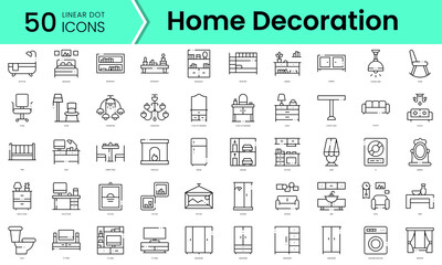Fototapeta na wymiar Set of home decoration icons. Line art style icons bundle. vector illustration