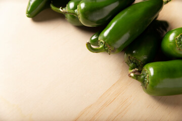 Serrano Chile or Green Chile. (Capsicum annum). Very popular variety of hot chili in Mexican cuisine, it is commonly consumed fresh in a wide variety of sauces and dishes.