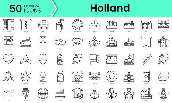 Set of holland icons. Line art style icons bundle. vector illustration