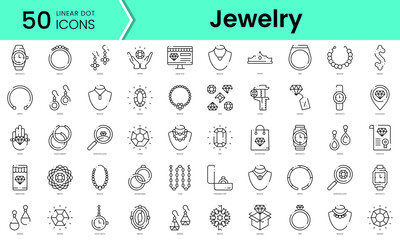 Set of jewelry icons. Line art style icons bundle. vector illustration - obrazy, fototapety, plakaty