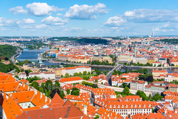 Obraz premium Prague skyline with Vltava bridges
