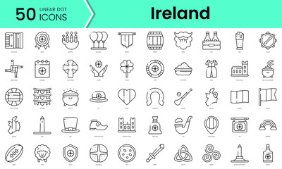 Set of ireland icons. Line art style icons bundle. vector illustration