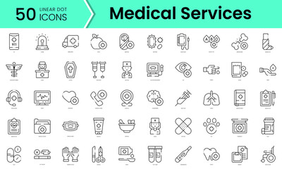 Fototapeta na wymiar Set of medical services icons. Line art style icons bundle. vector illustration