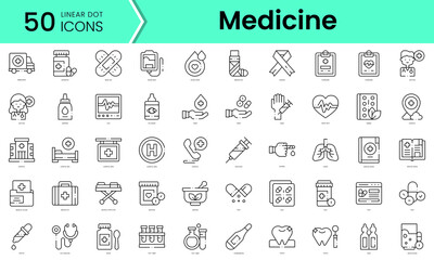 Set of medicine icons. Line art style icons bundle. vector illustration