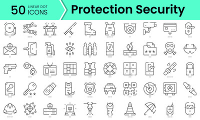 Set of protection security icons. Line art style icons bundle. vector illustration