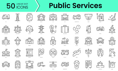 Fototapeta na wymiar Set of public services icons. Line art style icons bundle. vector illustration