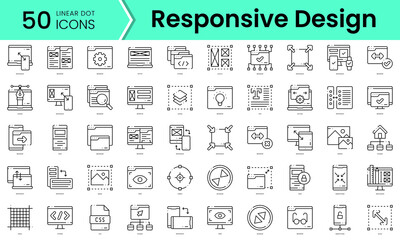 Set of responsive design icons. Line art style icons bundle. vector illustration