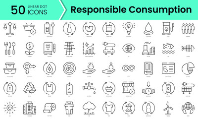 Fototapeta na wymiar Set of responsible consumption icons. Line art style icons bundle. vector illustration