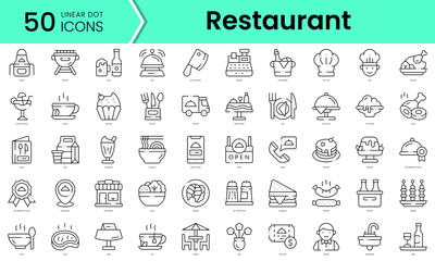 Set of restaurant icons. Line art style icons bundle. vector illustration