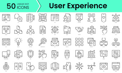Fototapeta na wymiar Set of user experience icons. Line art style icons bundle. vector illustration
