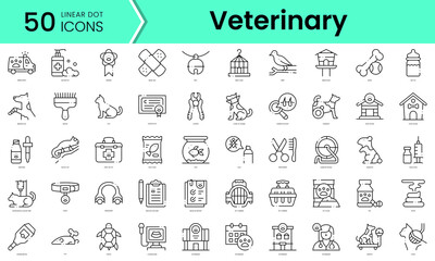 Set of veterinary icons. Line art style icons bundle. vector illustration
