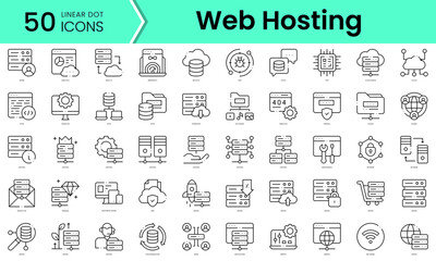 Fototapeta na wymiar Set of web hosting icons. Line art style icons bundle. vector illustration