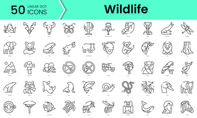 Set of wildlife icons. Line art style icons bundle. vector illustration