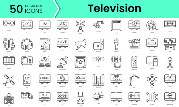 Set of television icons. Line art style icons bundle. vector illustration