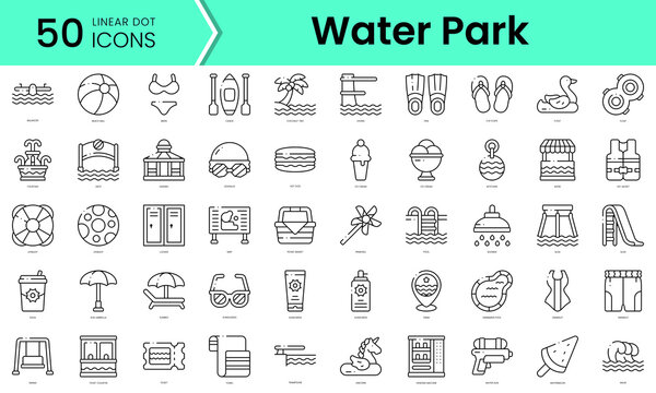 Set of water park icons. Line art style icons bundle. vector illustration