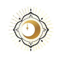 Moon Mystical Icon logo. Vector Illustration.