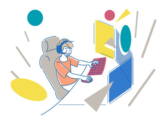 オンラインゲームをする人物　eスポーツ　イラスト