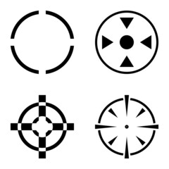 Crosshairs2 Flat Icon Set Isolated On White Background