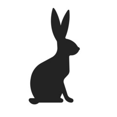 Hare silhouette illustration. Flat icon of Easter bunny. Black rabbit, filled shape good for pictogram and logo