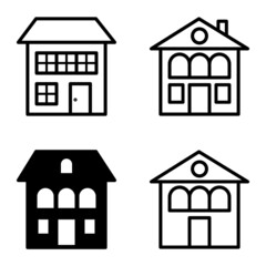 Houses Flat Icon Set Isolated On White Background