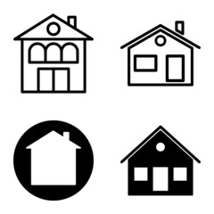 Houses Flat Icon Set Isolated On White Background