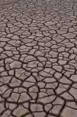close up of dry cracked mud abstract pattern and shapes