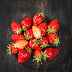 Strawberries  on wooden background