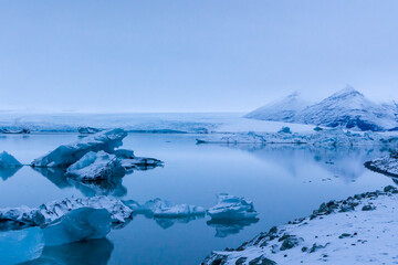 Icebergs in the stunning Jokusarlon glacial lagoon, Iceland
