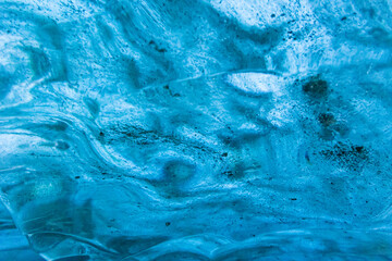 Spectacular blue ice formations inside an ice cave under the Vatnajökull glacier, Iceland