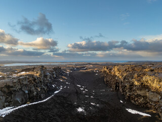 Gap between the North American and Eurasan continental tectonic plates in western Iceland